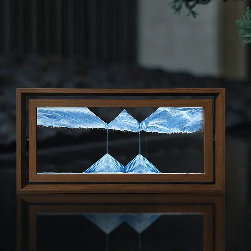 Engraved Wood Frame - 3D Rotatable Sandscape Moving Sand Art